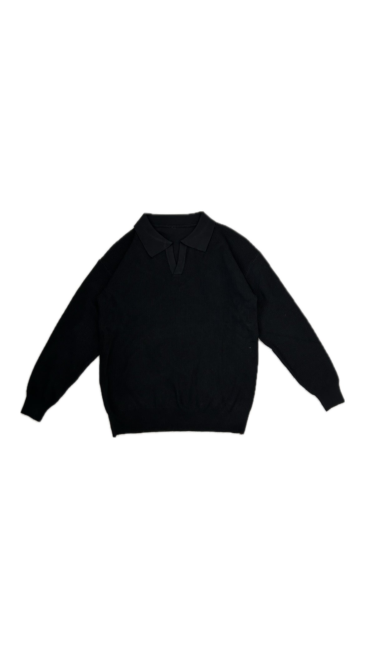 Knit Long Sleeve Polo (Black)