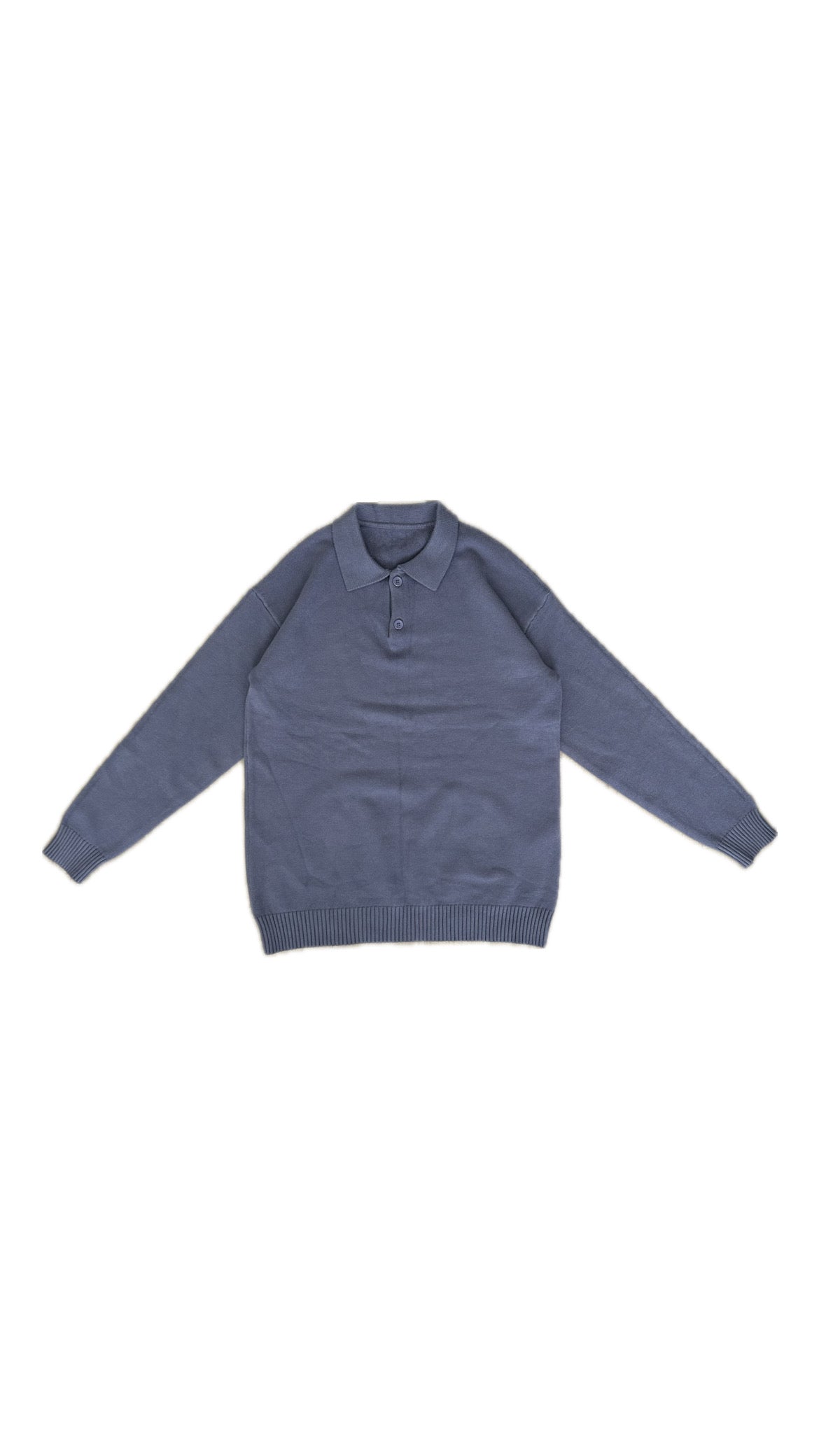 Luxe polo lange mouw (blauw)