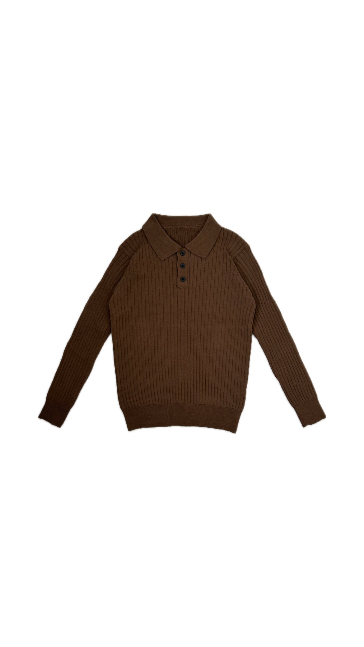 Knobbed Long Sleeve Polo (Brown)