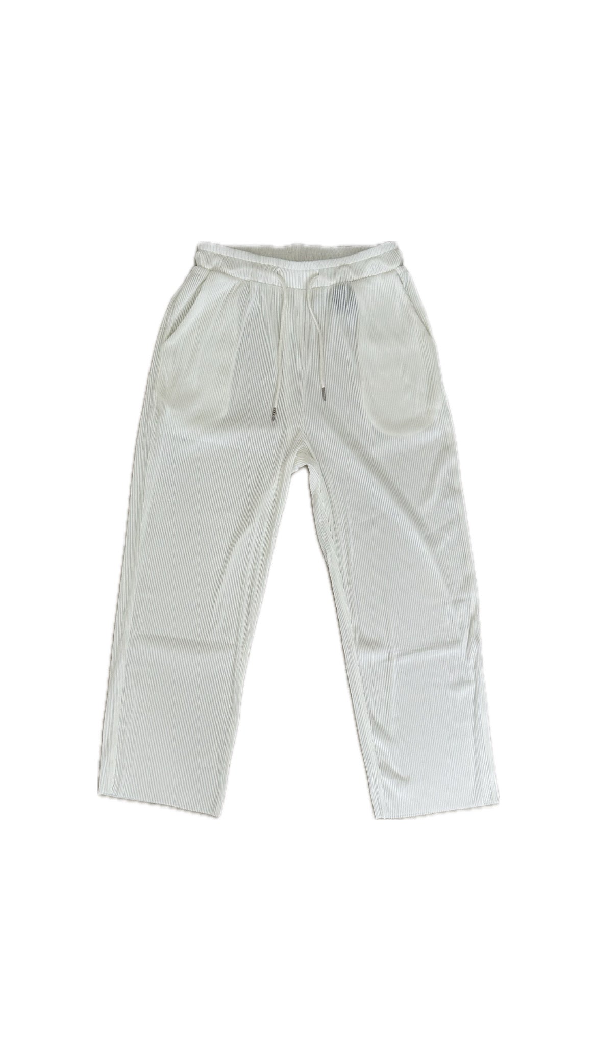 Vertical Textured Trousers (White)