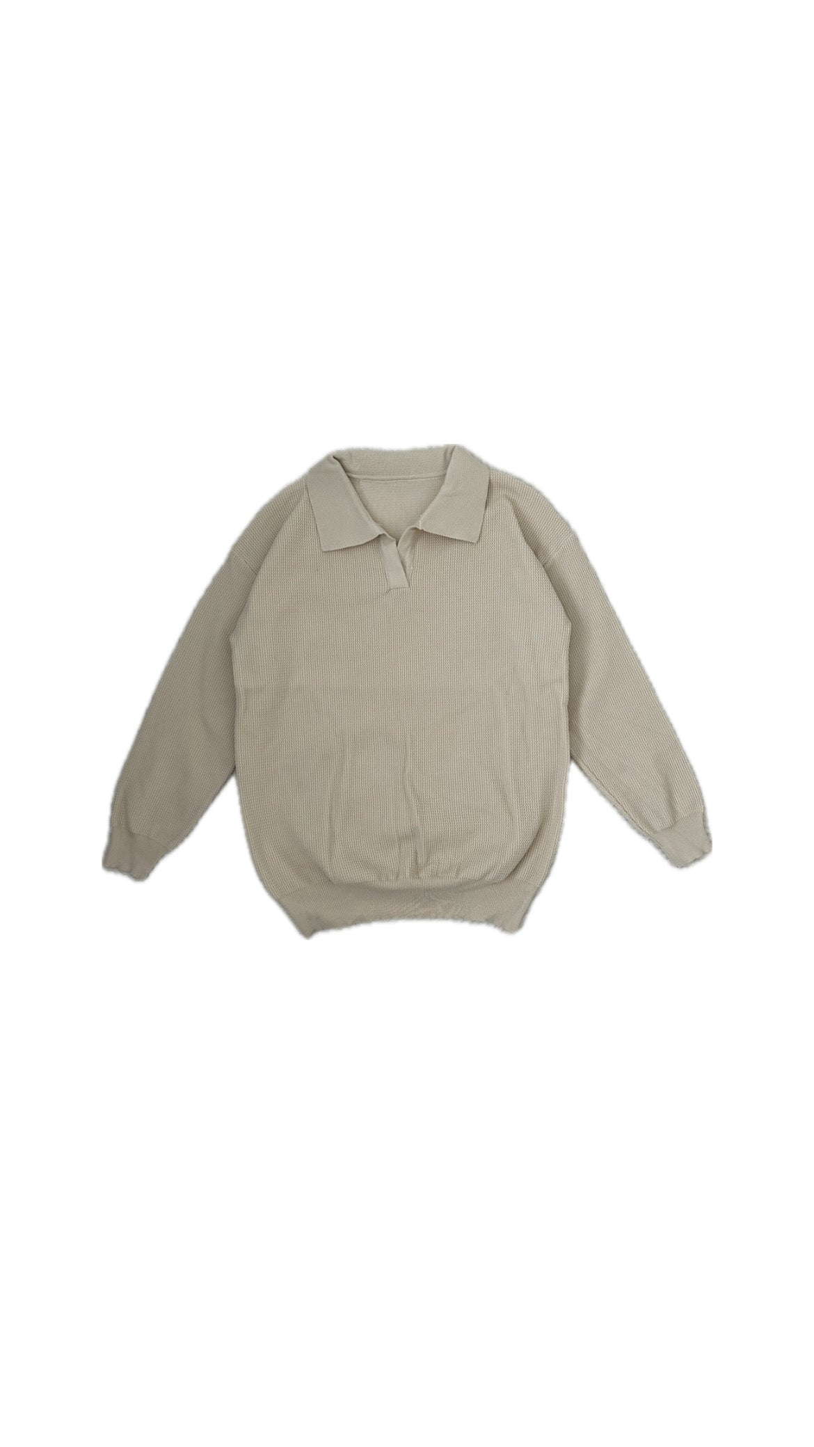 Knit Long Sleeve Polo (Beige)