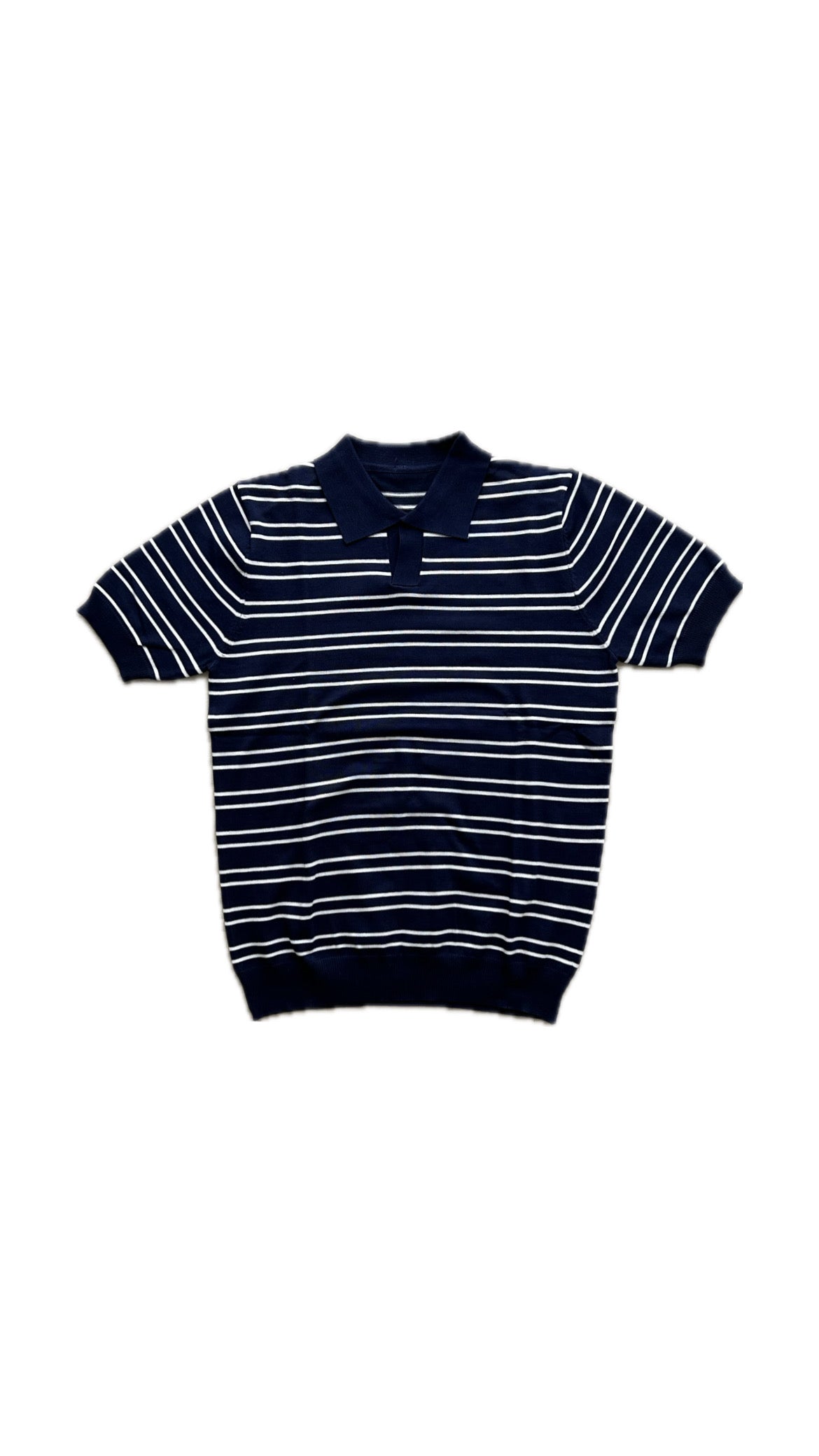 Striped Textured Polo Shirt (Navy)