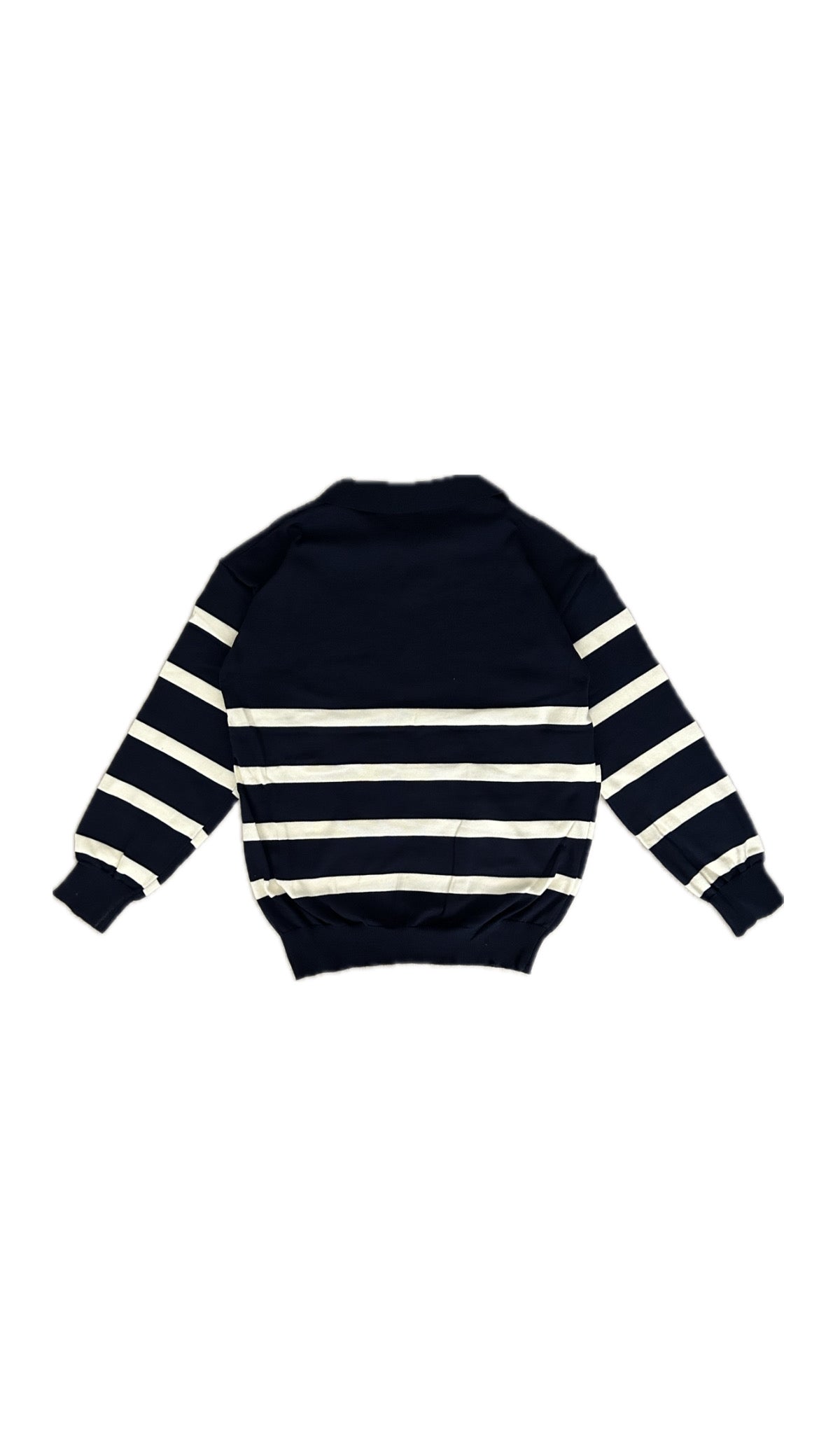 Striped Long Sleeve Polo (Navy)