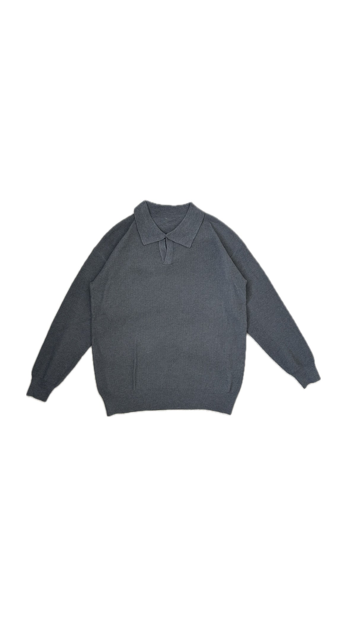 Knit Long Sleeve Polo (Grey)