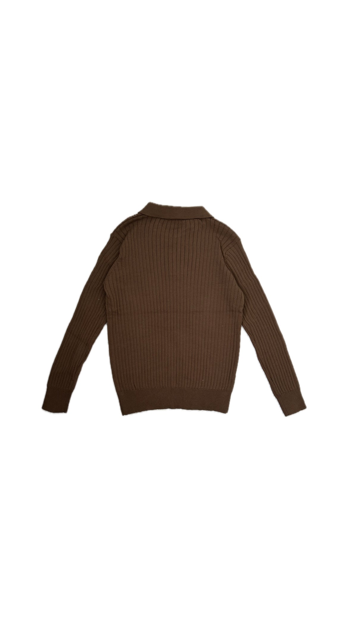 Knobbed Long Sleeve Polo (Brown)