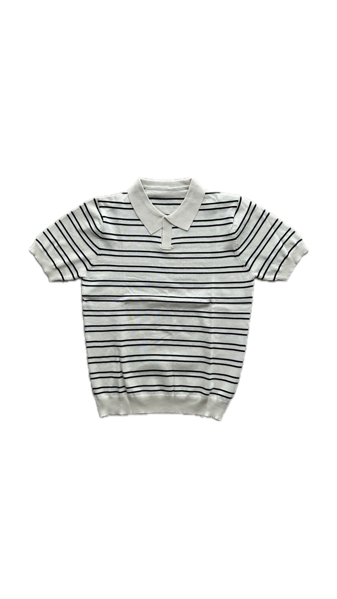 Striped Textured Polo Shirt (Crème)