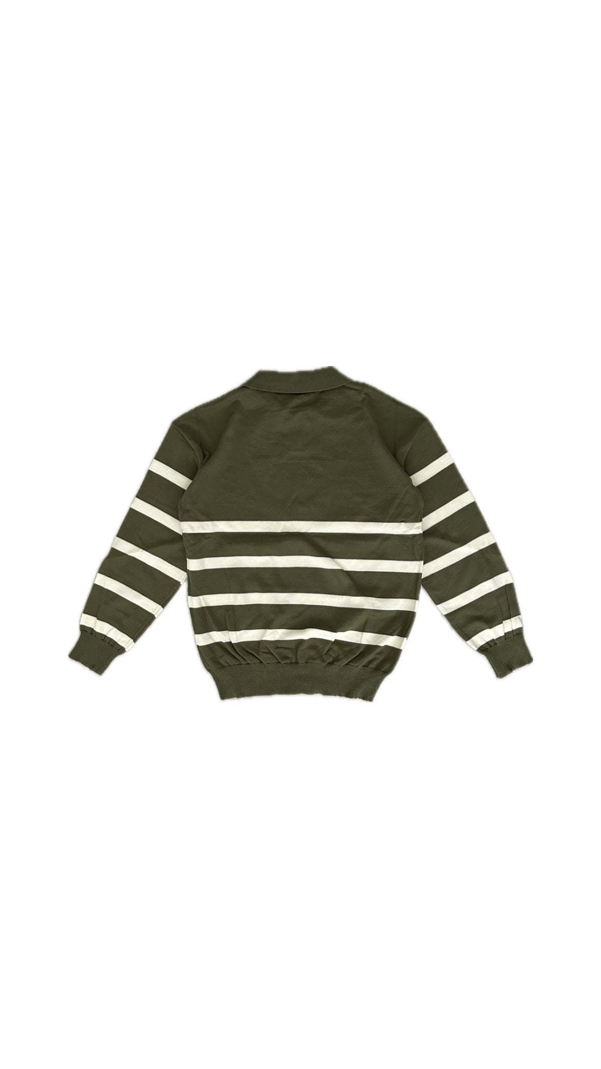 Striped Long Sleeve Polo (Armeegrün)