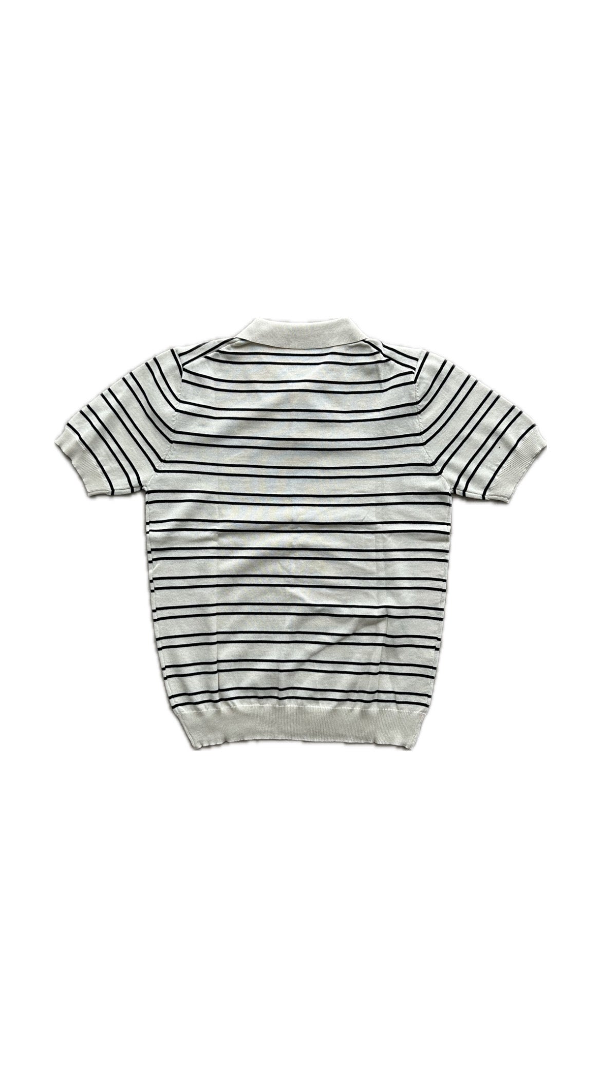 Striped Textured Polo Shirt (Crème)